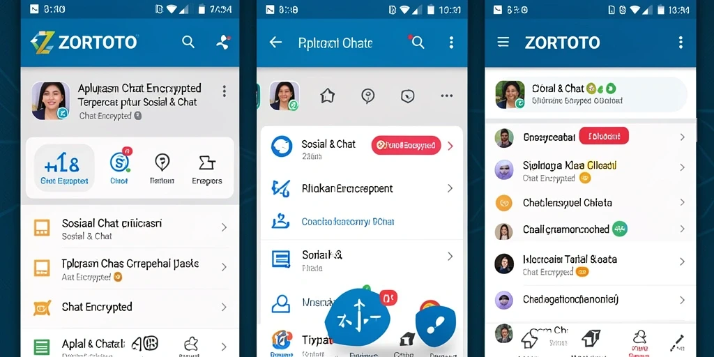 Antarmuka pengguna ZORTOTO yang sederhana dan aman untuk chatting.