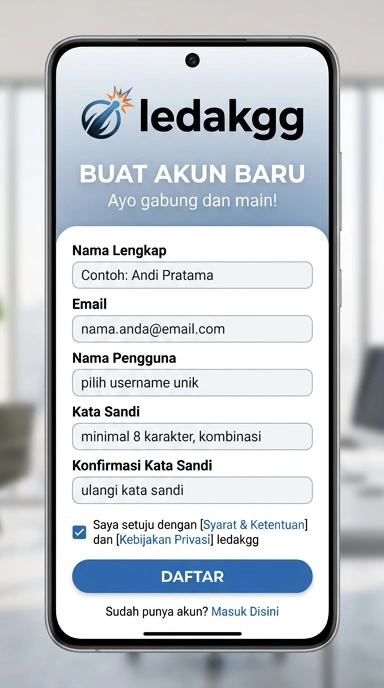 Tampilan halaman daftar ledakgg