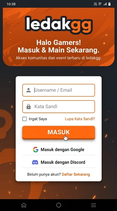 Tampilan halaman login ledakgg