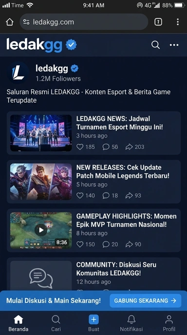 Tampilan kanal resmi ledakgg
